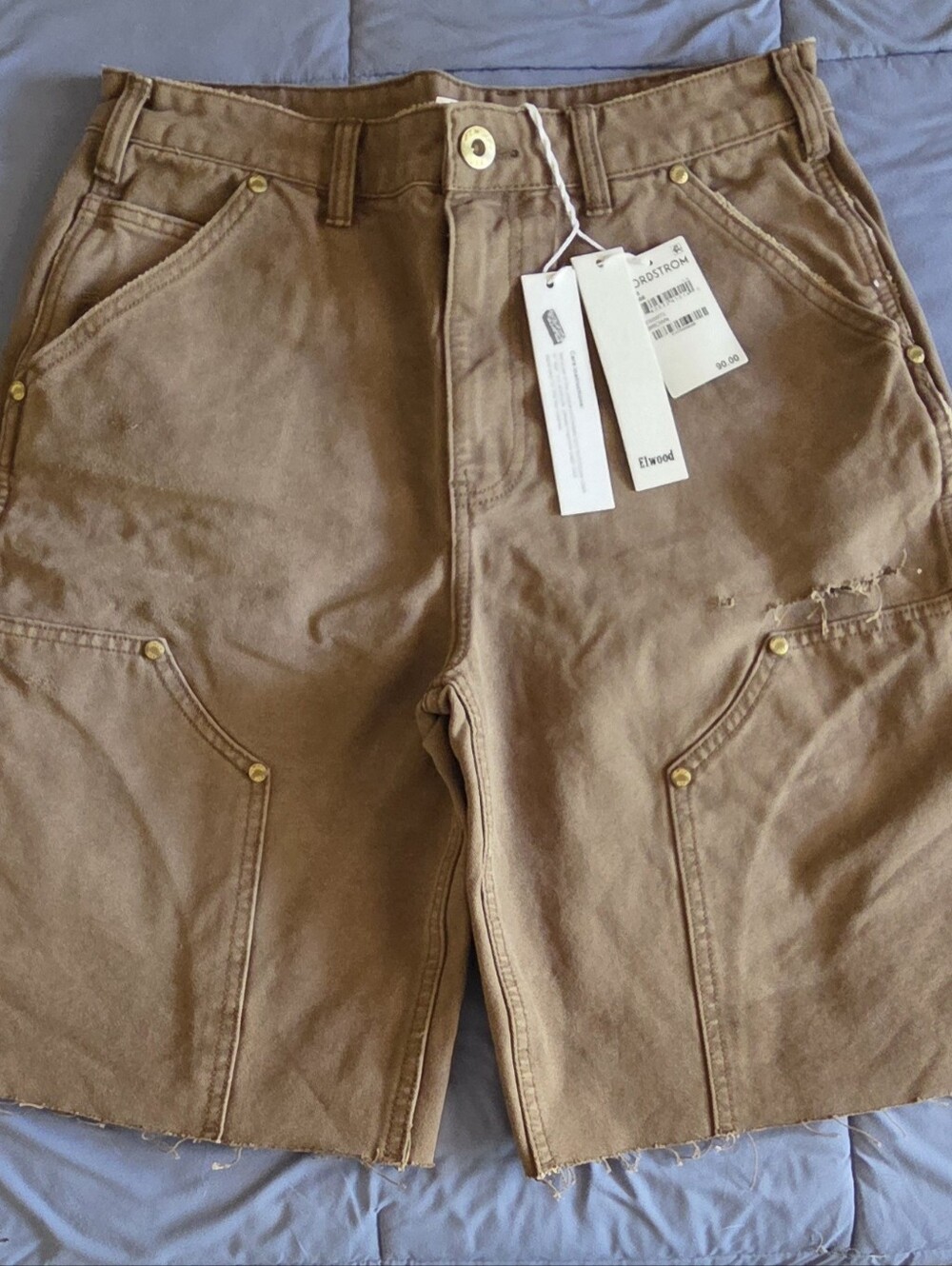 Elwood Clothing Double Knee Carpenter Shorts Brown Size 30 NWT Nordstrom